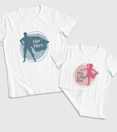 Her Hero and His Little Girl Unisex Half Sleeve T-Shirts (Pack of 2)